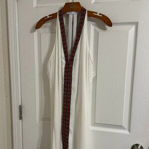 Alya White Embroidered Halter Dress Cover Up Size L Boho Sequin